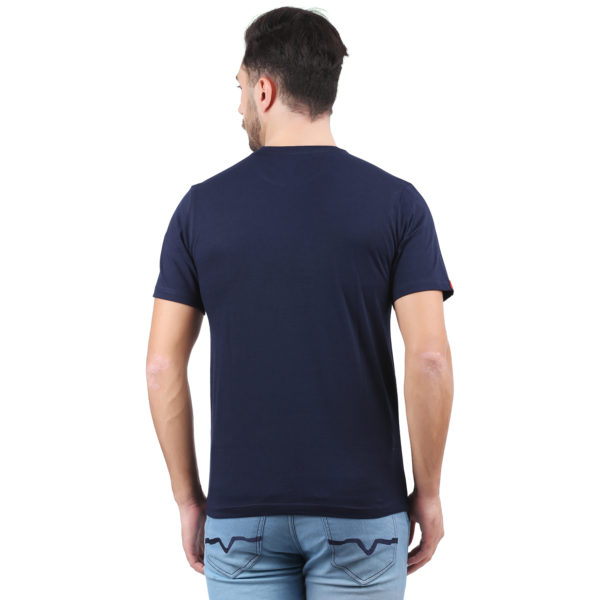 Vakum Men Navy Round Neck Printed T Shirt