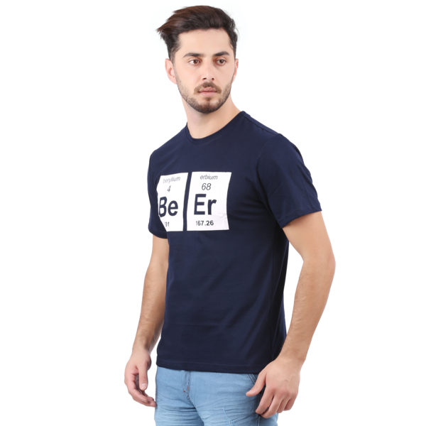 Vakum Men Navy Round Neck Printed T Shirt