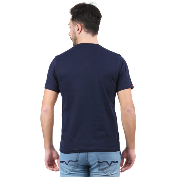 Vakum Men Navy Round Neck Printed T Shirt