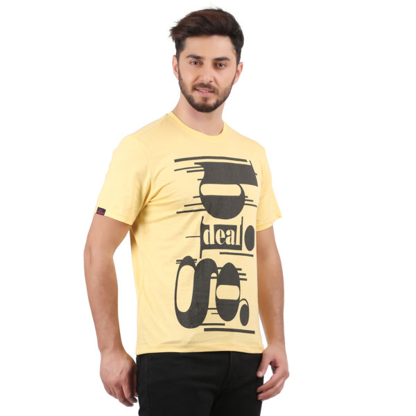 Vakum Men Yellow Round Neck Printed T Shirt