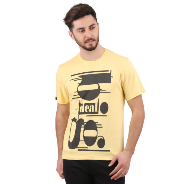 Vakum Men Yellow Round Neck Printed T Shirt