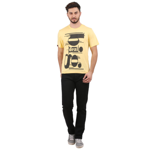 Vakum Men Yellow Round Neck Printed T Shirt