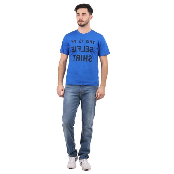 Vakum Men Royal Blue Round Neck Printed T Shirt