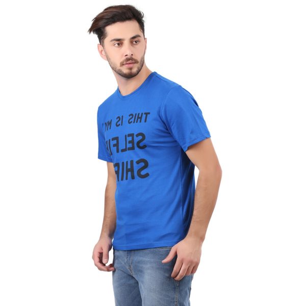 Vakum Men Royal Blue Round Neck Printed T Shirt