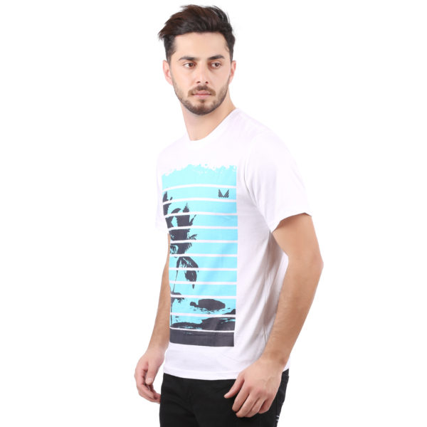 Vakum Men White Round Neck Printed T Shirt