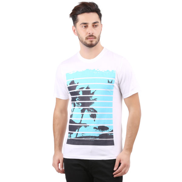 Vakum Men White Round Neck Printed T Shirt