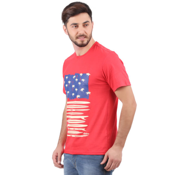 Vakum Men Tom Red Round Neck Printed T Shirt