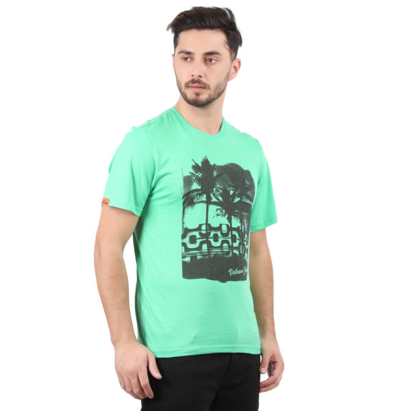 Vakum Men Green Round Neck Printed T Shirt