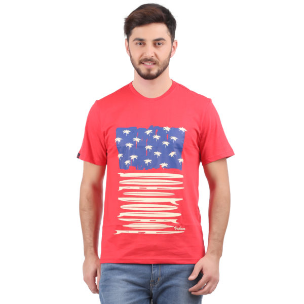 Vakum Men Tom Red Round Neck Printed T Shirt