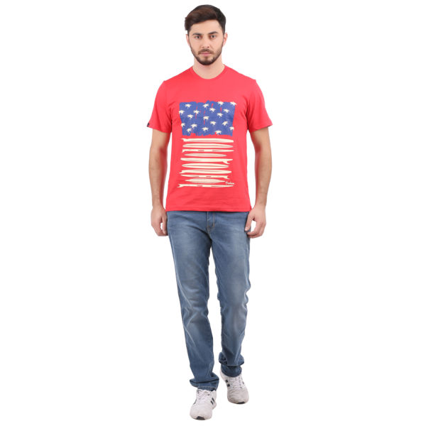 Vakum Men Tom Red Round Neck Printed T Shirt