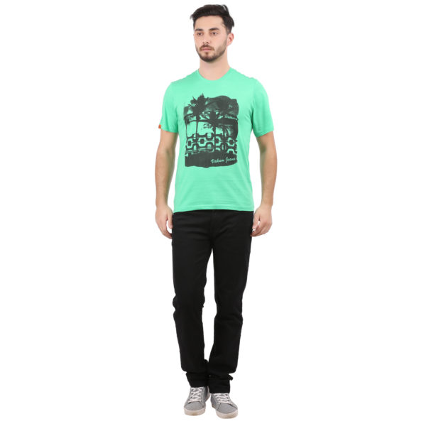 Vakum Men Green Round Neck Printed T Shirt