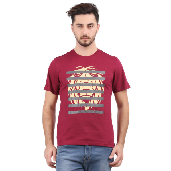 Vakum Men Maroon Round Neck Printed T Shirt