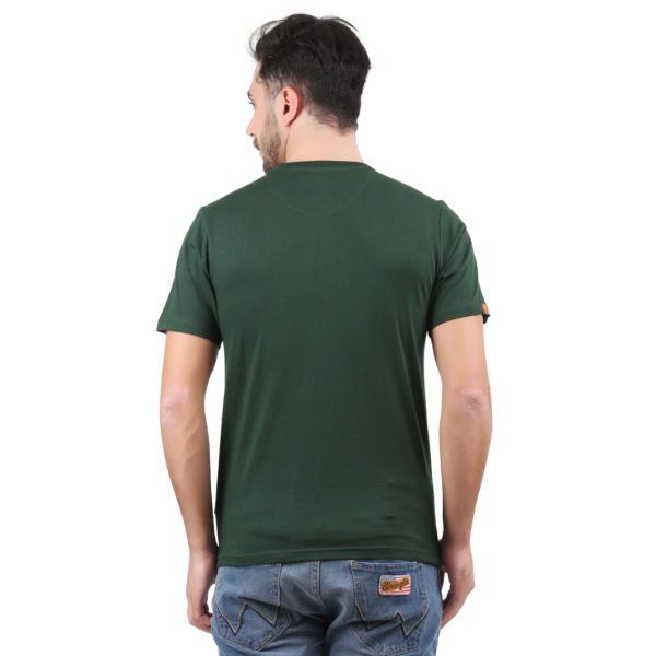 Vakum Men Bottle Green Round Neck Printed T Shirt