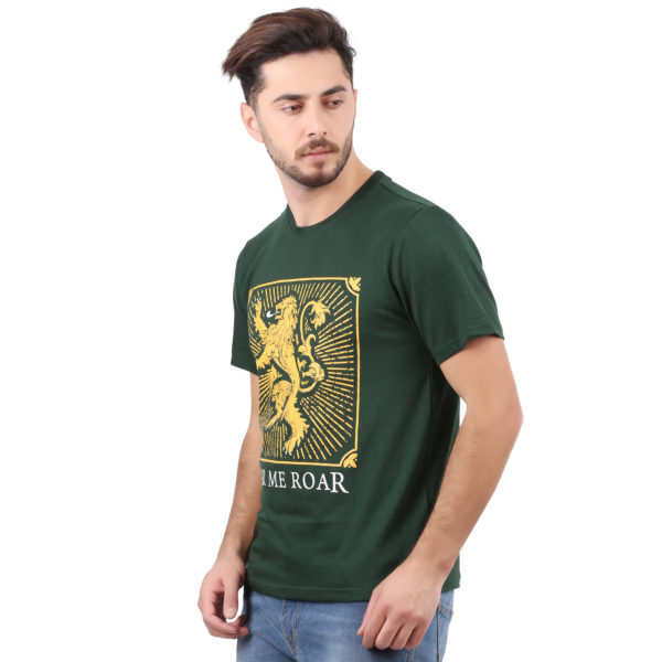 Vakum Men Bottle Green Round Neck Printed T Shirt