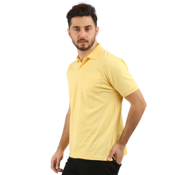 Vakum Men Yellow Plain Solid Polo Shirt