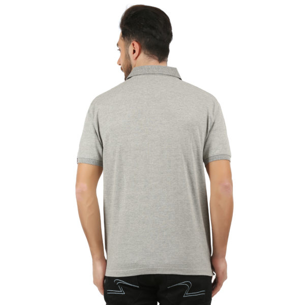 Vakum Men Grey Plain Solid Polo Shirt