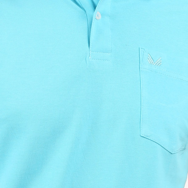 Vakum Men Sky Blue Plain Solid Polo Shirt