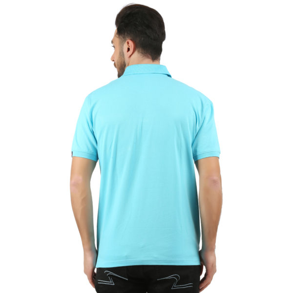 Vakum Men Sky Blue Plain Solid Polo Shirt