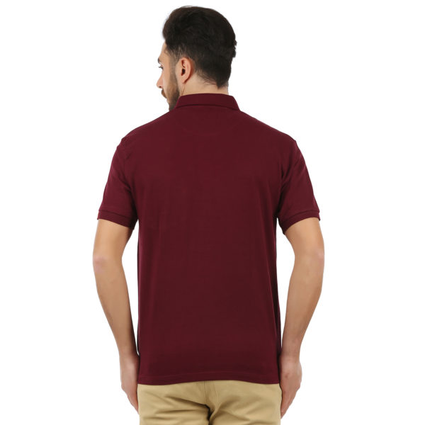 Vakum Men Maroon Plain Solid Polo Shirt