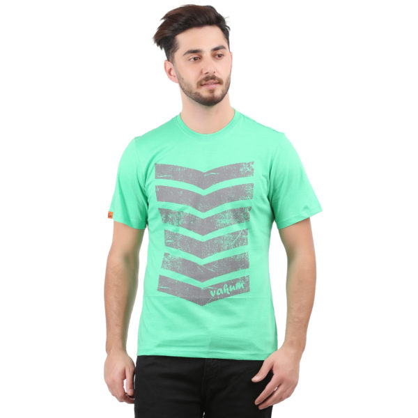 Vakum Men Green Round Neck Printed T Shirt