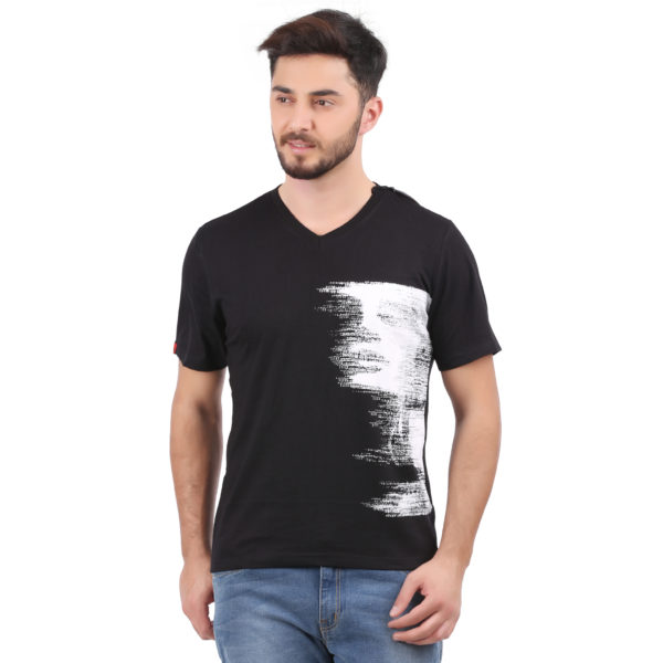 Vakum Men Black Round Neck Printed T Shirt