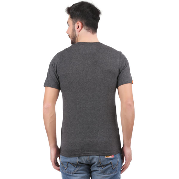 Vakum Men Charcoal Round Neck Printed T Shirt