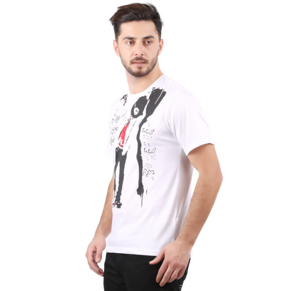 Vakum Men White Round Neck Printed T Shirt