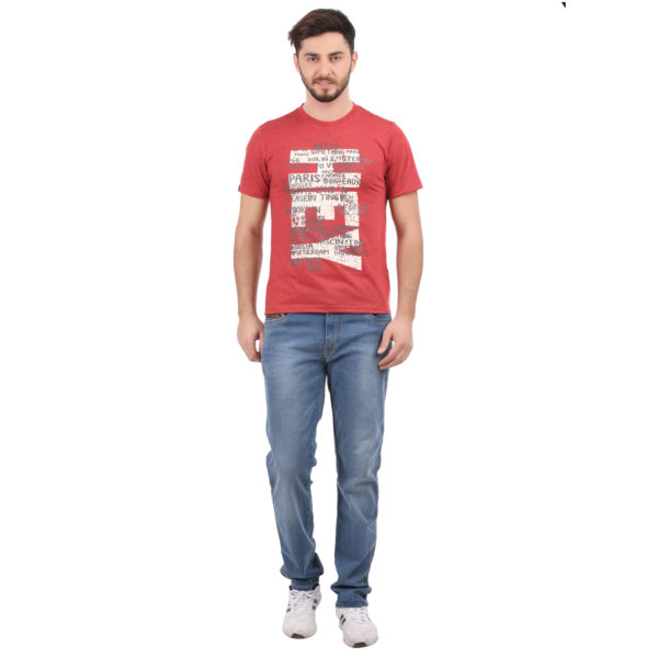 Vakum Men Tomato Milange Round Neck Printed T Shirt