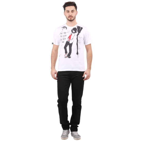 Vakum Men White Round Neck Printed T Shirt