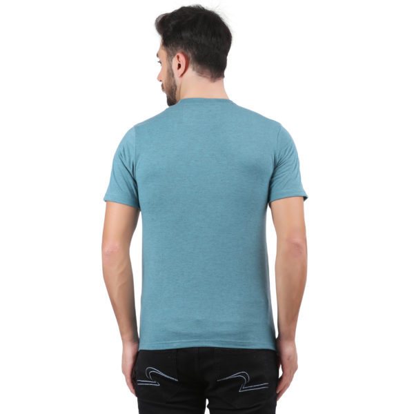 Vakum Men Teal Blue Round Neck Printed T Shirt