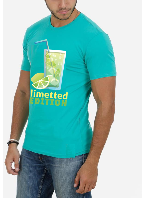 Vakum Mint Blue Round Neck Lemonade Printed T Shirt