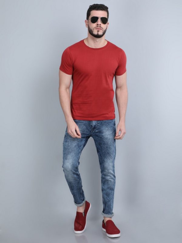 Vakum Round Neck Berry Red T Shirt