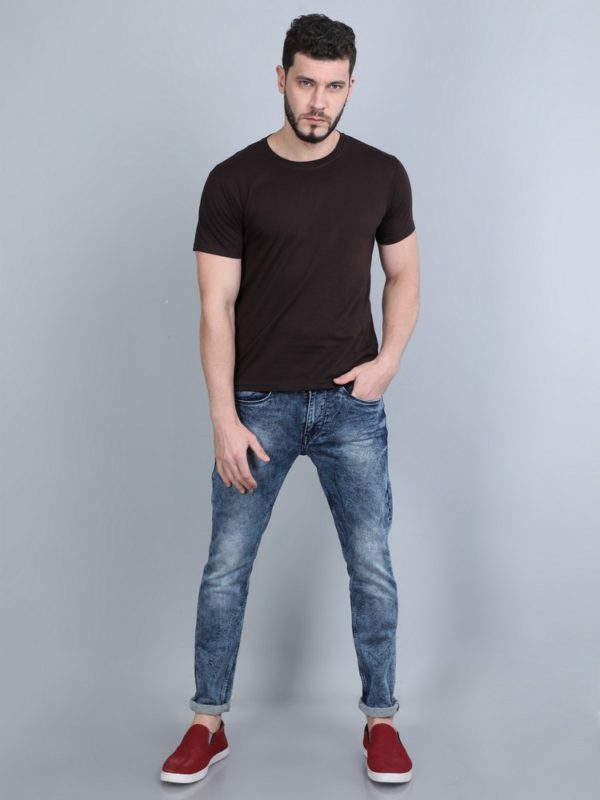 Vakum Round Neck Coffee Brown T Shirt