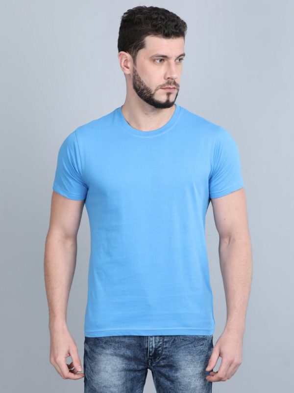 Vakum Round Neck Indian Blue T Shirt