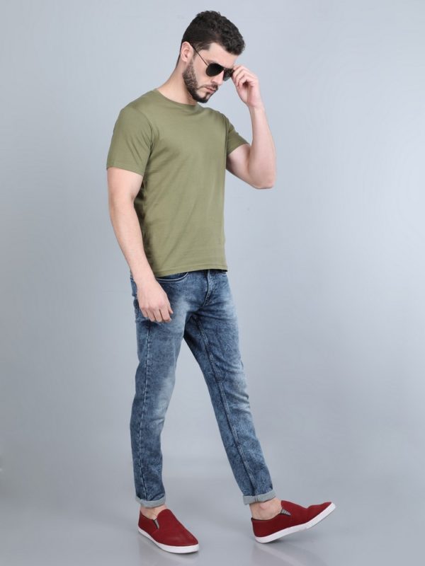 Vakum Round Neck Olive Green T Shirt