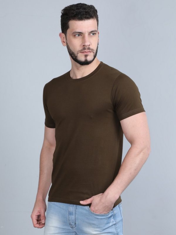 Vakum Round Neck Brown T Shirt