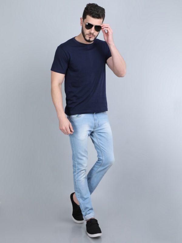 Vakum Round Neck Navy Blue T Shirt